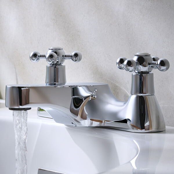 Additional image of Bristan Regency Traditional Chrome Bath Filler Tap - Crosshead Handles - Deck Mounted