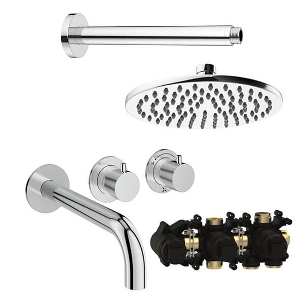 Alternate image of Crosswater Module 2 Outlet Thermostatic Shower Set with Head and Ceiling Mounted Arm