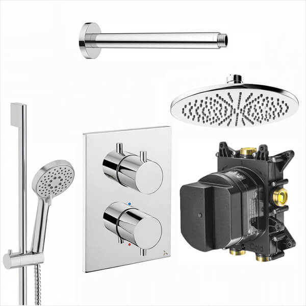 Alternate image of Crosswater MPRO 2-Outlet Thermostatic Shower Set with Ceiling Mounted Arm and Shower Head