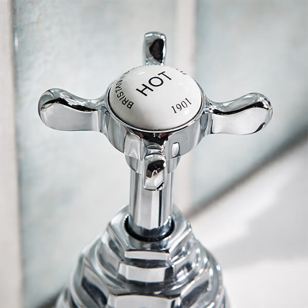 Additional image of Bristan 1901 Pair of Traditional Bath Taps with Curved Spout - Crosshead Handles