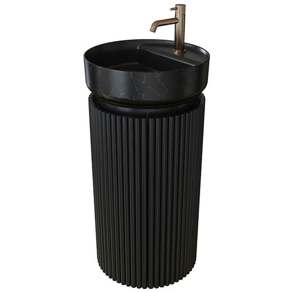 Saneux Oxford Round Fluted Floorstanding Vanity Unit - 1 Door - 410 x 730mm