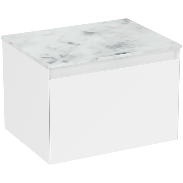 Saneux Uni Contemporary Wall Hung Open Shelf Vanity Unit - 1 Drawer