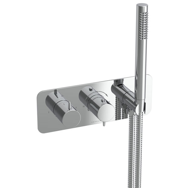 Saneux Eden Concealed 2-Way Thermostatic Shower Valve Kit with Hand Spray - Landscape