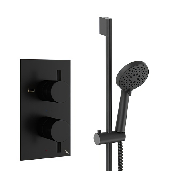 Alternate image of Crosswater MPRO Concealed 1-Outlet Thermostatic Valve and Slide Rail Kit with 3-Function Handset