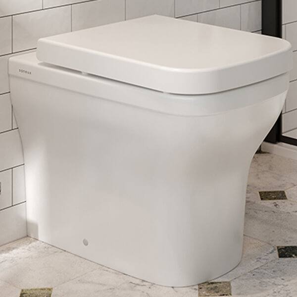 Additional image of Saneux Indigo Gloss White Floorstanding Back To Wall Rimless WC Pan - 358 x 526mm