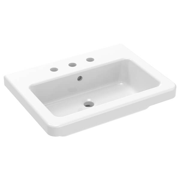 Additional image of Saneux Indigo Gloss White Rectangular Inset Vanity Basin - 3 Tapholes