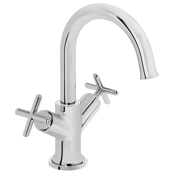 VitrA Origin Classic Basin Mixer Tap with Curved Spout - Deck Mounted