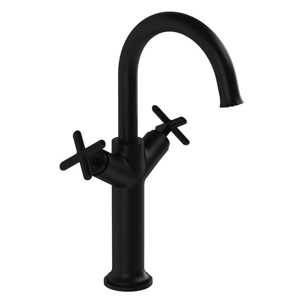Alternate image of VitrA Origin Classic Tall Basin Mixer Tap with Curved Spout - Crosshead Handles