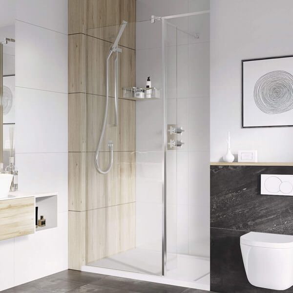 Additional image of Roman Haven Select Frameless Walk In Wetroom Shower Screen - 10mm Clear Glass - Reversible