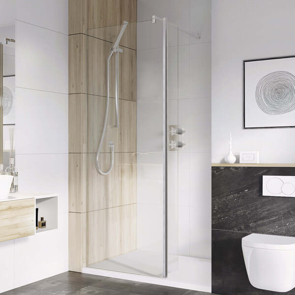 Alternate image of Roman Haven Select Frameless Walk In Wetroom Shower Screen - 10mm Clear Glass - Reversible