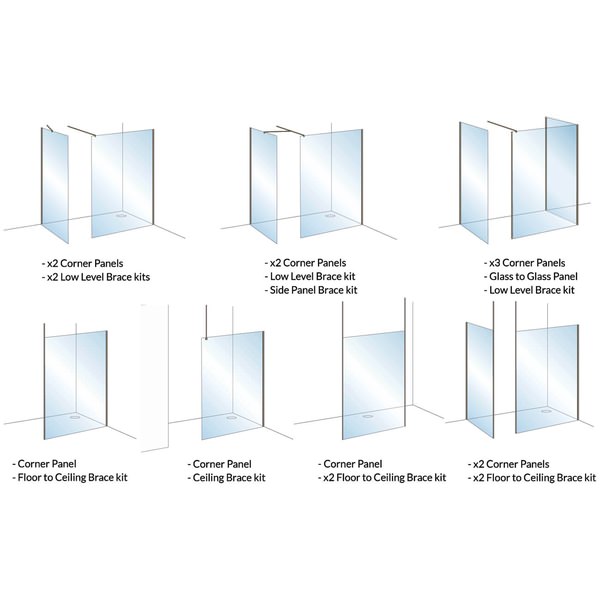 Alternate image of Roman Haven Select Frameless Walk In Wetroom Shower Screen - 10mm Clear Glass - Reversible