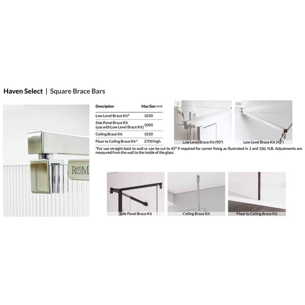 Alternate image of Roman Haven Select Frameless Walk In Wetroom Shower Screen - 10mm Clear Glass - Reversible