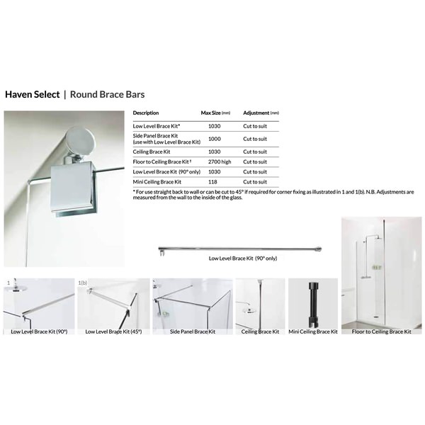 Alternate image of Roman Haven Select Frameless Walk In Wetroom Shower Screen - 10mm Clear Glass - Reversible