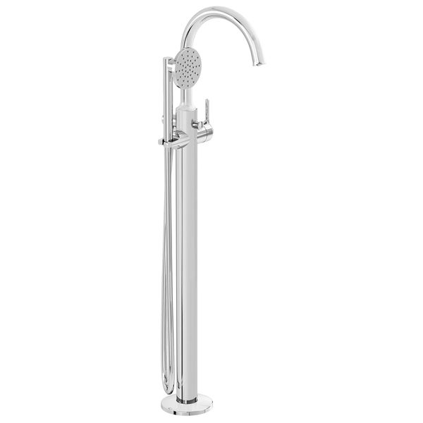 VitrA Origin Classic Floorstanding  Bath Shower Mixer Tap with Curved Spout - Side Stick Handle
