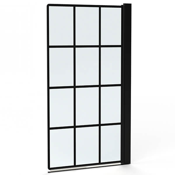 Roman Embrace Pivot Matt Black Grid Bath Screen - Reversible - 820 x 1500mm