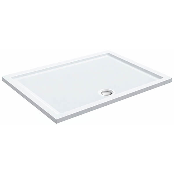 Roman White Rectangular Anti-Slip Shower Tray with Waste - 40mm High