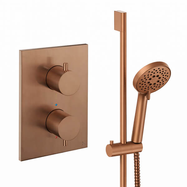 Additional image of Crosswater Crossbox MPRO Concealed 1-Outlet Thermostatic Valve and Slide Rail Kit with 3-Function Handset