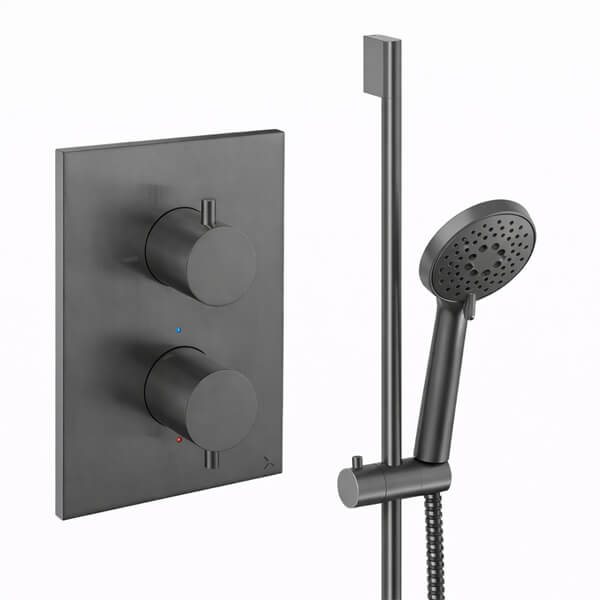 Alternate image of Crosswater Crossbox MPRO Concealed 1-Outlet Thermostatic Valve and Slide Rail Kit with 3-Function Handset