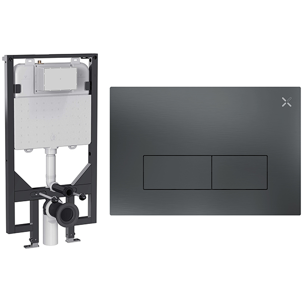 Alternate image of Crosswater MPRO Slim Depth WC Frame with Dual Flush Cistern and Flush Plate - 590 x 1120mm