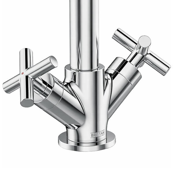 Additional image of Bristan Naxos Chrome Basin Mixer Tap with Clicker Waste - Crosshead Handles - Deck Mounted