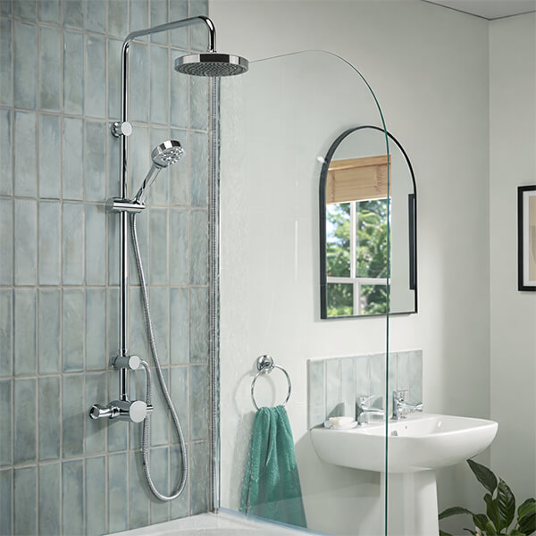 Additional image of Bristan Prism Thermostatic Exposed Sequential Valve With Diverter And Chrome Riser Kit