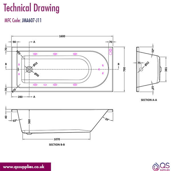Technical drawing QS-V114224 / JMA607-J11