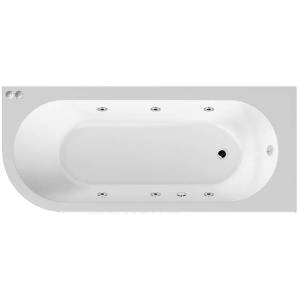 Additional image of Joseph Miles Single Ended Acrylic Curved Whirlpool Bath - 6 Jets - 1700 x 725mm