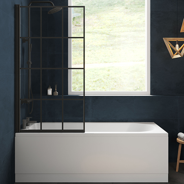 Alternate image of Nuie Single Ended Straight Bath with Grid Screen and Panel - 1700mm Length