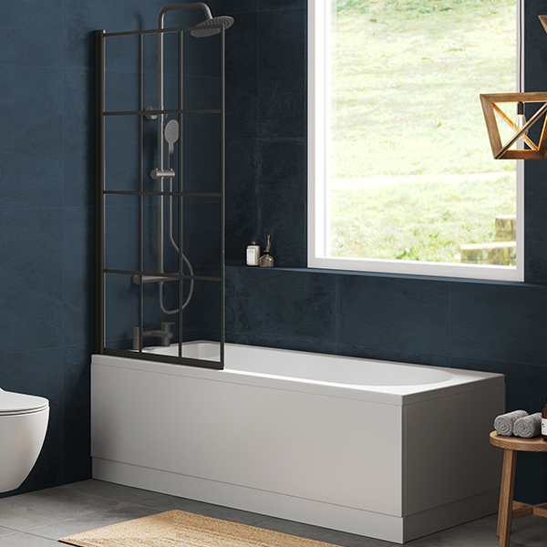 Alternate image of Nuie Single Ended Straight Bath with Grid Screen and Panel - 1700mm Length