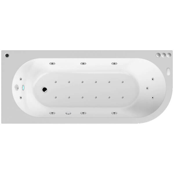 Alternate image of Joseph Miles Curved Single Ended Acrylic Hydrotherapy Whirlpool Bath - 23 Jets - 1700 x 725mm