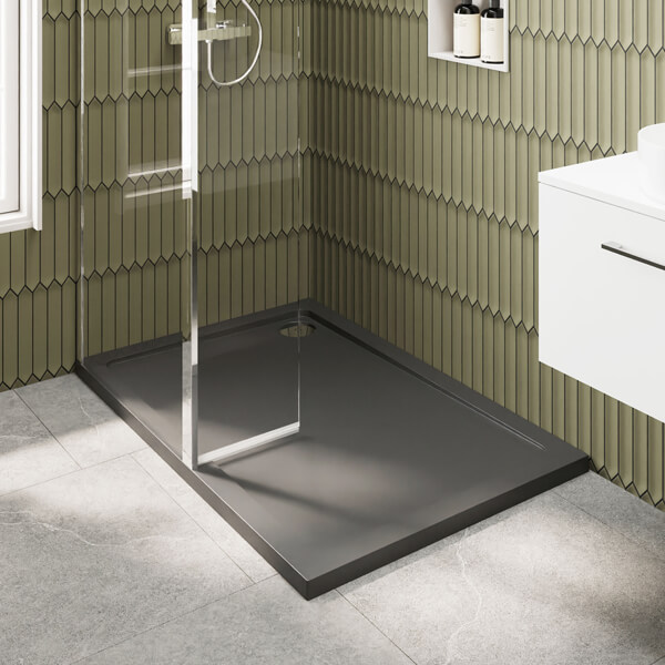 Alternate image of Nuie Semi-Frameless Walk-In Wetroom Shower Screen with Return Panel and Tray - 1950mm High