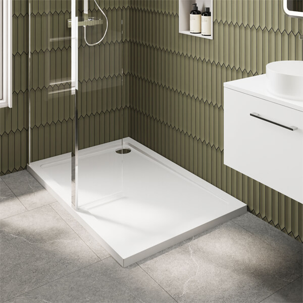 Alternate image of Nuie Semi-Frameless Walk-In Wetroom Shower Screen with Return Panel and Tray - 1950mm High