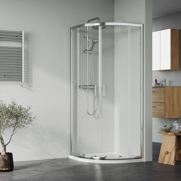 Alternate image of Nuie Rene Two Door Sliding Quadrant Shower Enclosure with Tray and Handles - 1900mm High