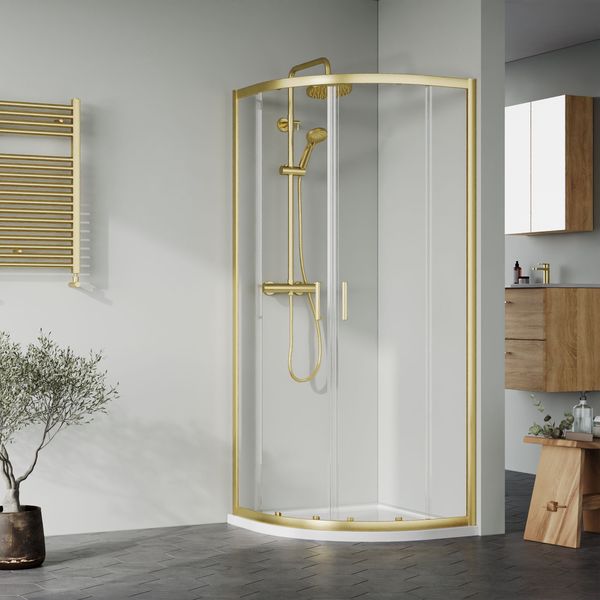 Alternate image of Nuie Rene Two Door Sliding Quadrant Shower Enclosure with Tray and Handles - 1900mm High