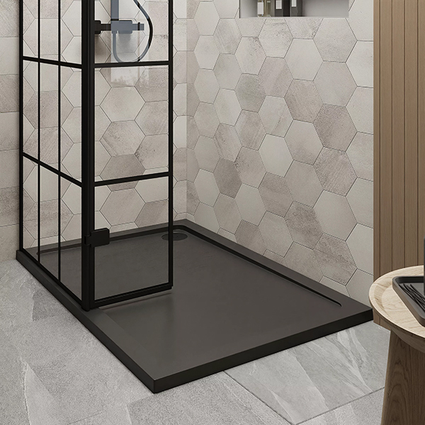 Alternate image of Nuie Wetroom Black Grid Glass Screen with Return Panel and Tray