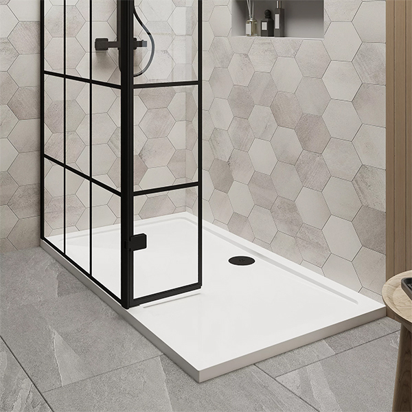 Alternate image of Nuie Wetroom Black Grid Glass Screen with Return Panel and Tray