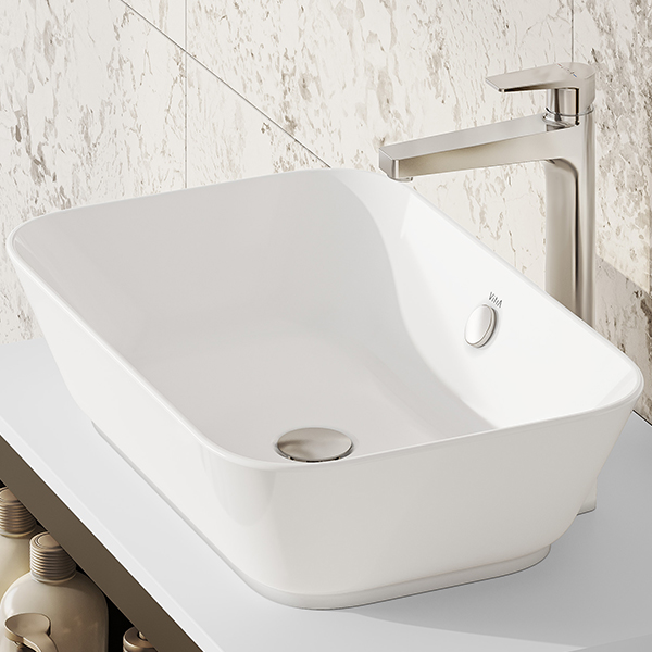 Alternate image of Vitra Geo Square White Countertop Basin - 600 x 400mm