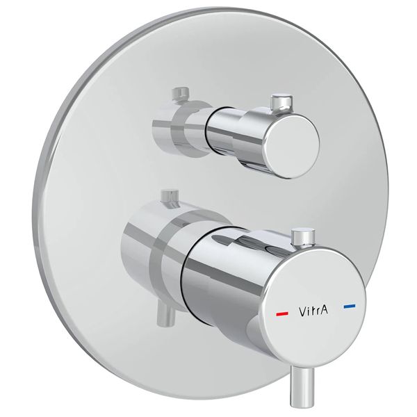 VitrA Concealed Thermostatic Shower Mixer Valve with Diverter - Round Trim - 1 Control