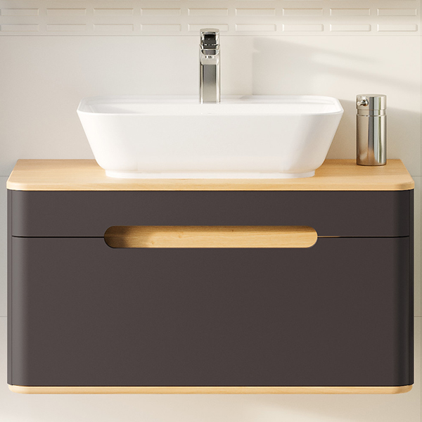 Additional image of Vitra Geo Soft Square 1 Taphole Wall Hung Washbasin - 600 x 425mm
