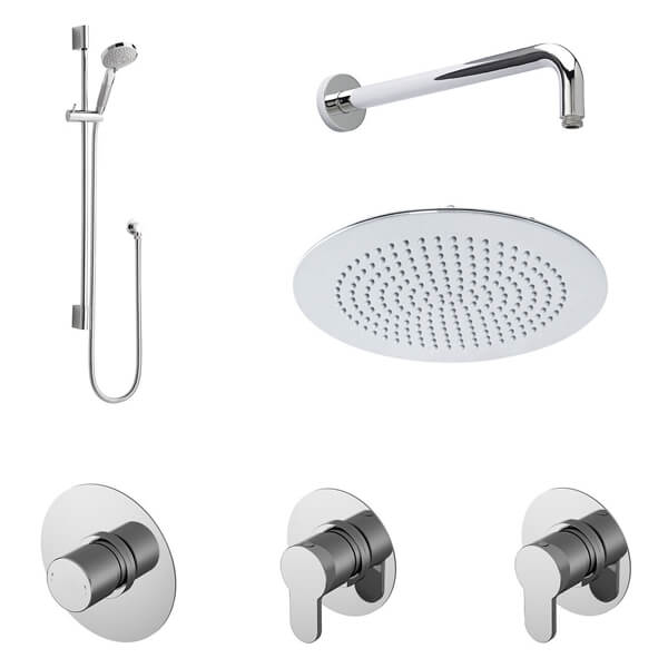Nuie Concealed Thermostatic Shower Mixer Valve with Slide Rail Kit and Shower Head