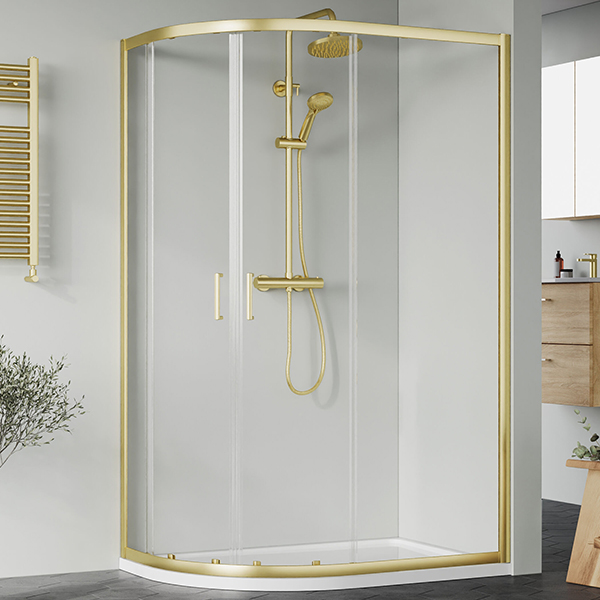 Alternate image of Nuie Rene Offset Quadrant Sliding Shower Enclosure with Tray - 2 Door - Aluminium Frame