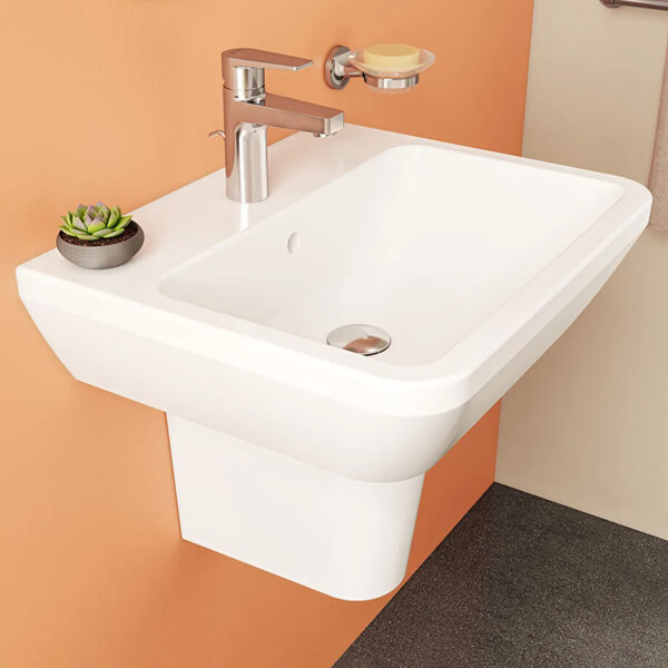 Alternate image of VitrA Integra 1 Taphole Contemporary Wall Hung Washbasin