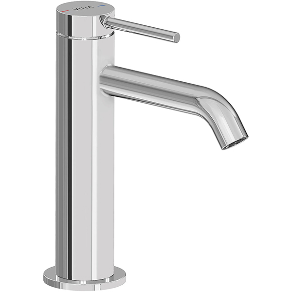 Additional image of VitrA Minimax Contemporary Round Basin Mixer Tap - Curved Spout - Stick Handle