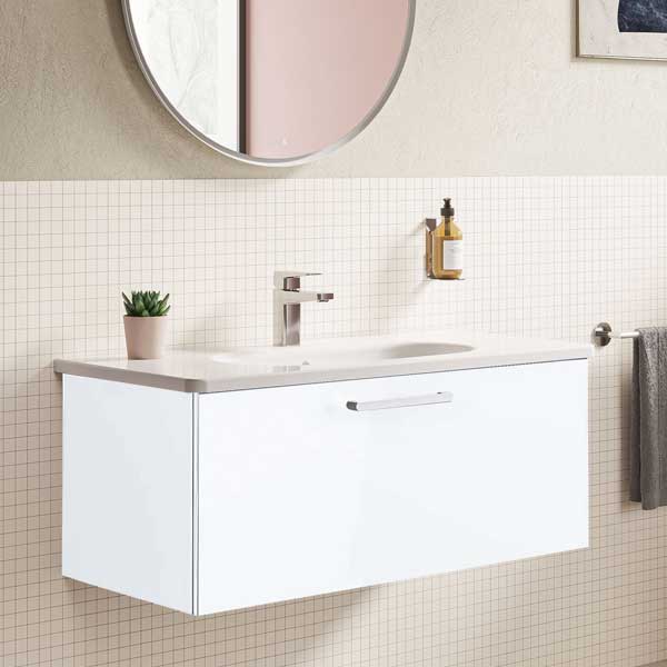 Additional image of VitrA Root Flat Wall Mounted Vanity Unit with Handle - Single Drawer - 1000 x 400mm