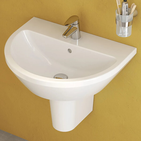 Alternate image of VitrA Integra 1 Taphole Contemporary Round Wall Hung Washbasin