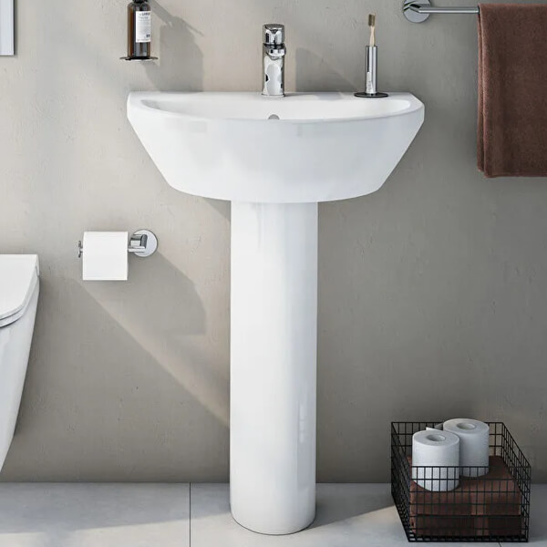 Alternate image of VitrA Integra 1 Taphole Contemporary Round Wall Hung Washbasin