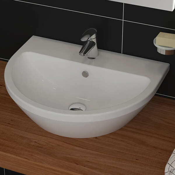 Alternate image of VitrA Integra 1 Taphole Contemporary Round Wall Hung Washbasin