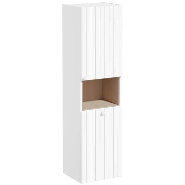 VitrA Root Groove Wall Hung Tall Unit with Open Shelf and Laundry Basket - 420 x 1550mm