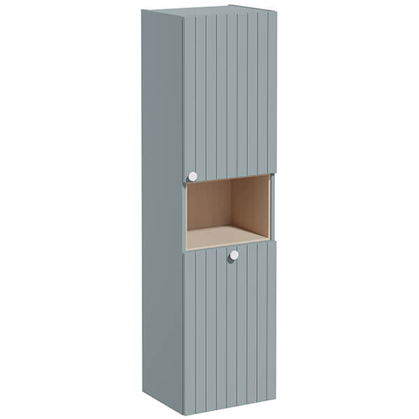 Alternate image of VitrA Root Groove Wall Hung Tall Unit with Open Shelf and Laundry Basket - 420 x 1550mm