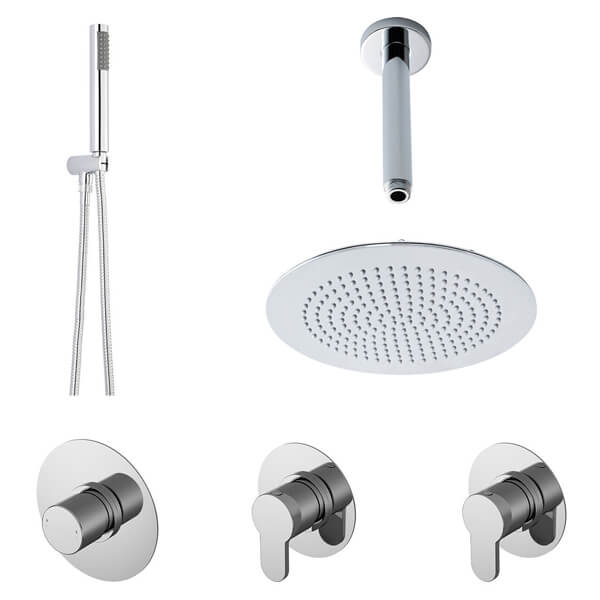 Nuie Thermostatic Mixer Shower Set - Concealed Valve with Head and Handset